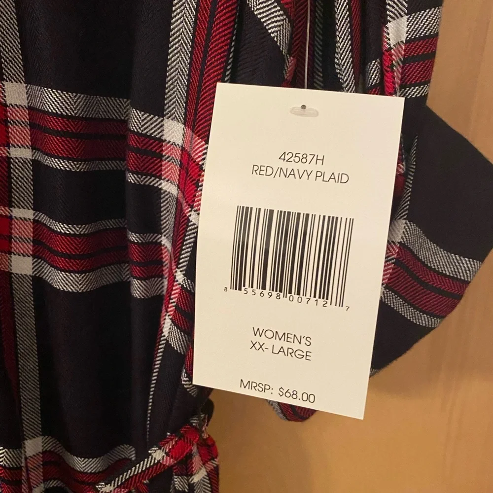 BLL NYC Navy Red Plaid Shirt Dress - Size XXL - NWT - Picture 4 of 4